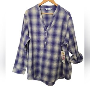 NWT Purple Plaid Button-Up Shirt Size 1x